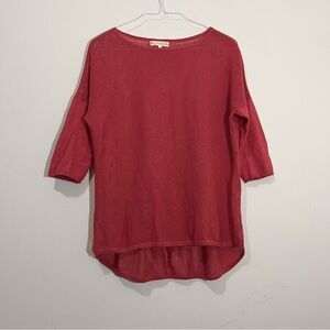 INDIGENOUS Open Knit Sweater Top Womens S 100% Organic Cotton Dusty Red Beachy